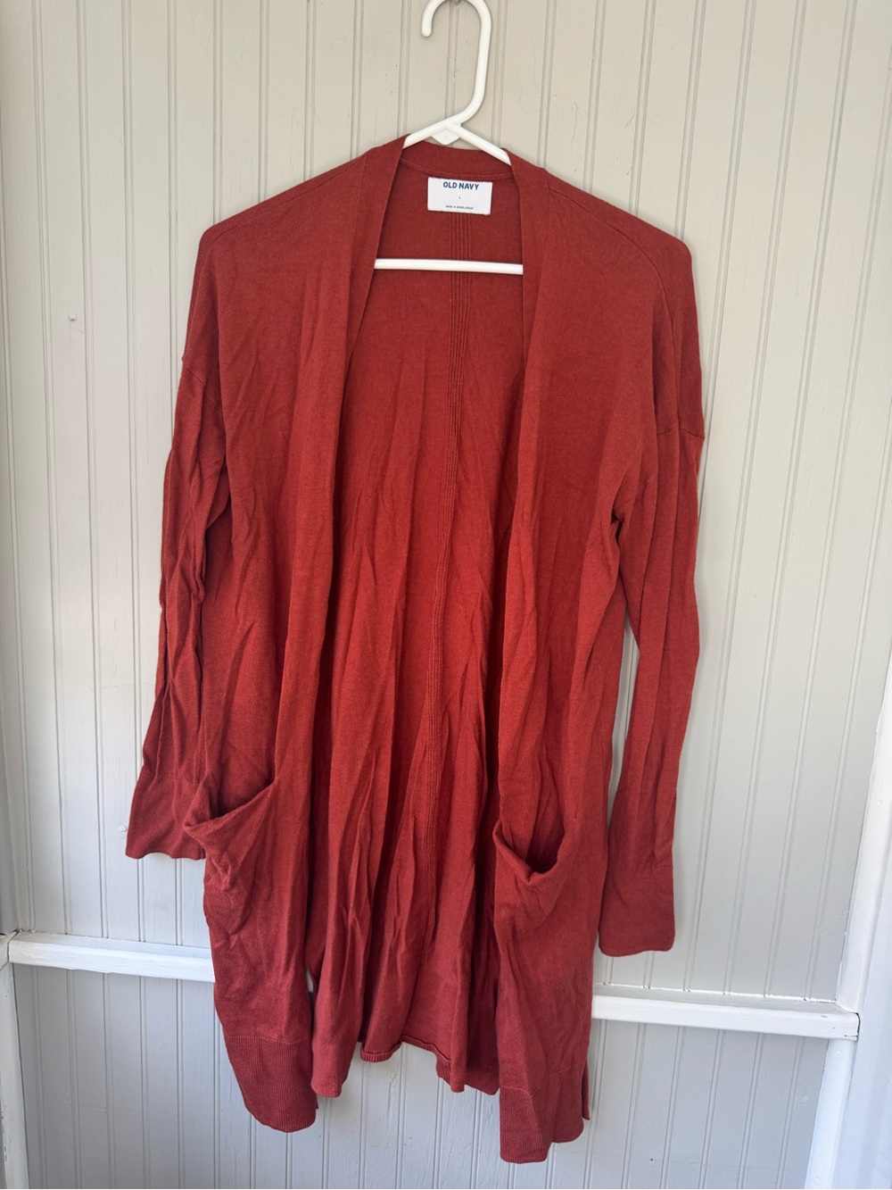 Old Navy Women's Rust-Red Open-Front Pocket Cardigan with pockets